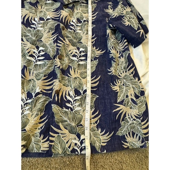Royal Creations Hawaiian Shirt Mens Medium Reverse Print Aloha Floral Blue Green - Picture 6 of 7